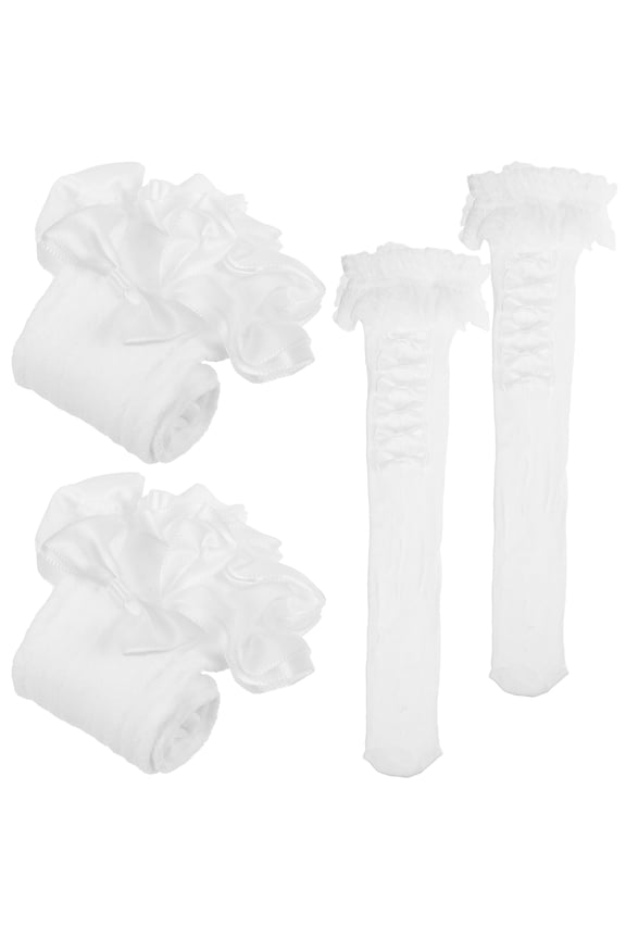 2 Pairs Stocking Stuffers' Womens Socks Stockings for Bows Knee Costume Girls Women's Miss White