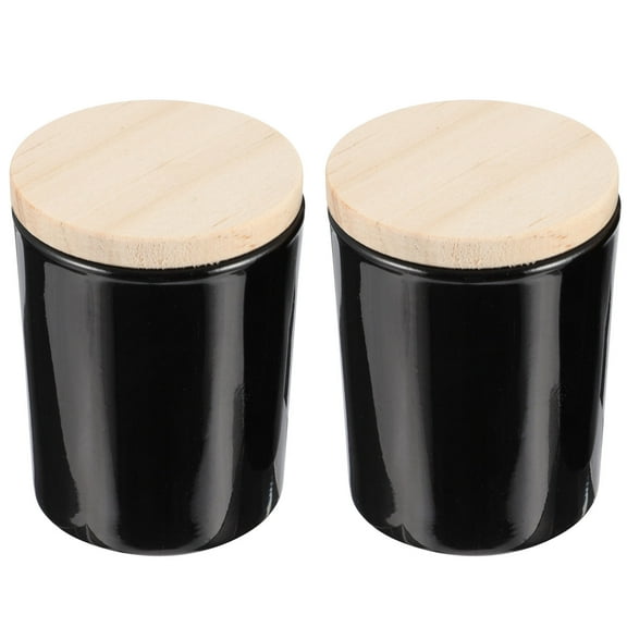 Onaparter 2 Pcs DIY Candle Cup Decor Glass Jar Decorative Candles Empty Jars for Container Storage Holders Black Black