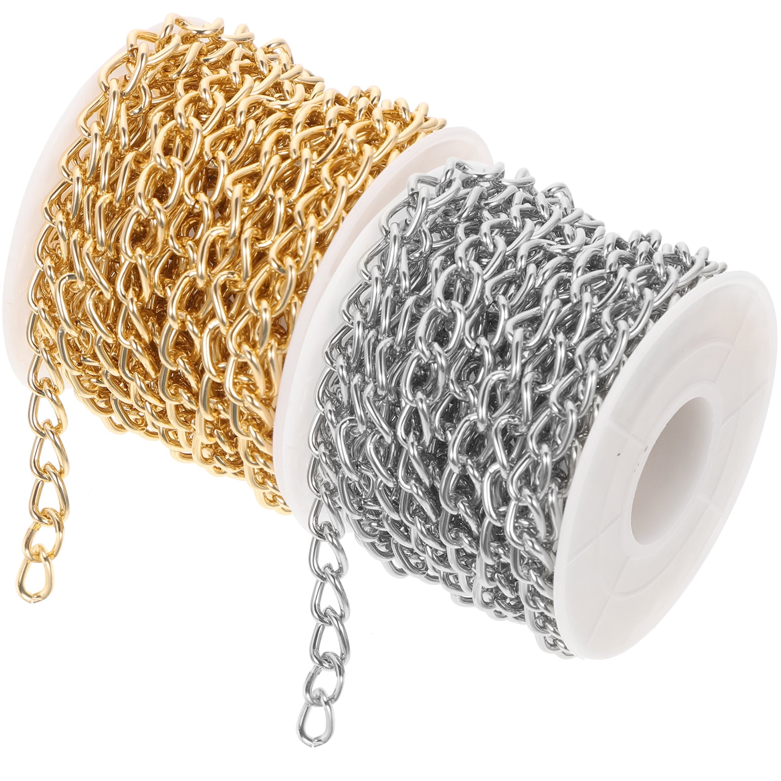 Onaparter 2 Rolls of Crafts Making Chain Aluminium Twisted Bag Clothes Chains Twisted Links Curb Chain As Shown