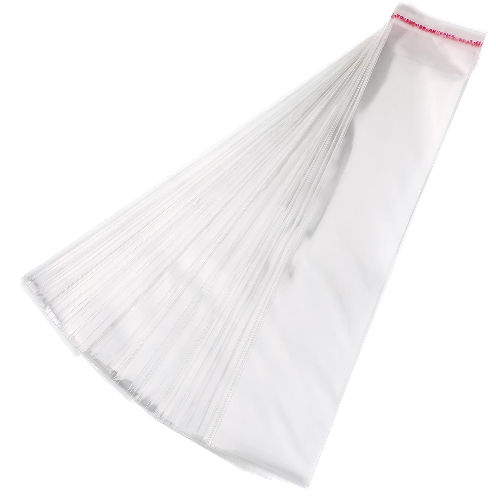 Onaparter 200Pcs Clear Long Cello Bags Self Sealing Thick Adhesive Bags
