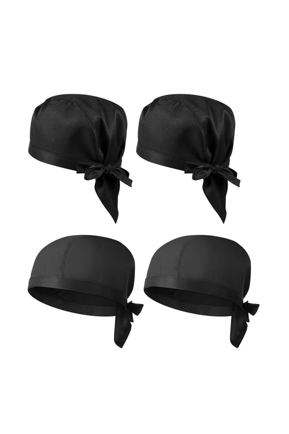 4 Pcs Chef Hat Kids Summer Hats Cook Caps Beret Working Restaurant Catering Skull Men's Man Black