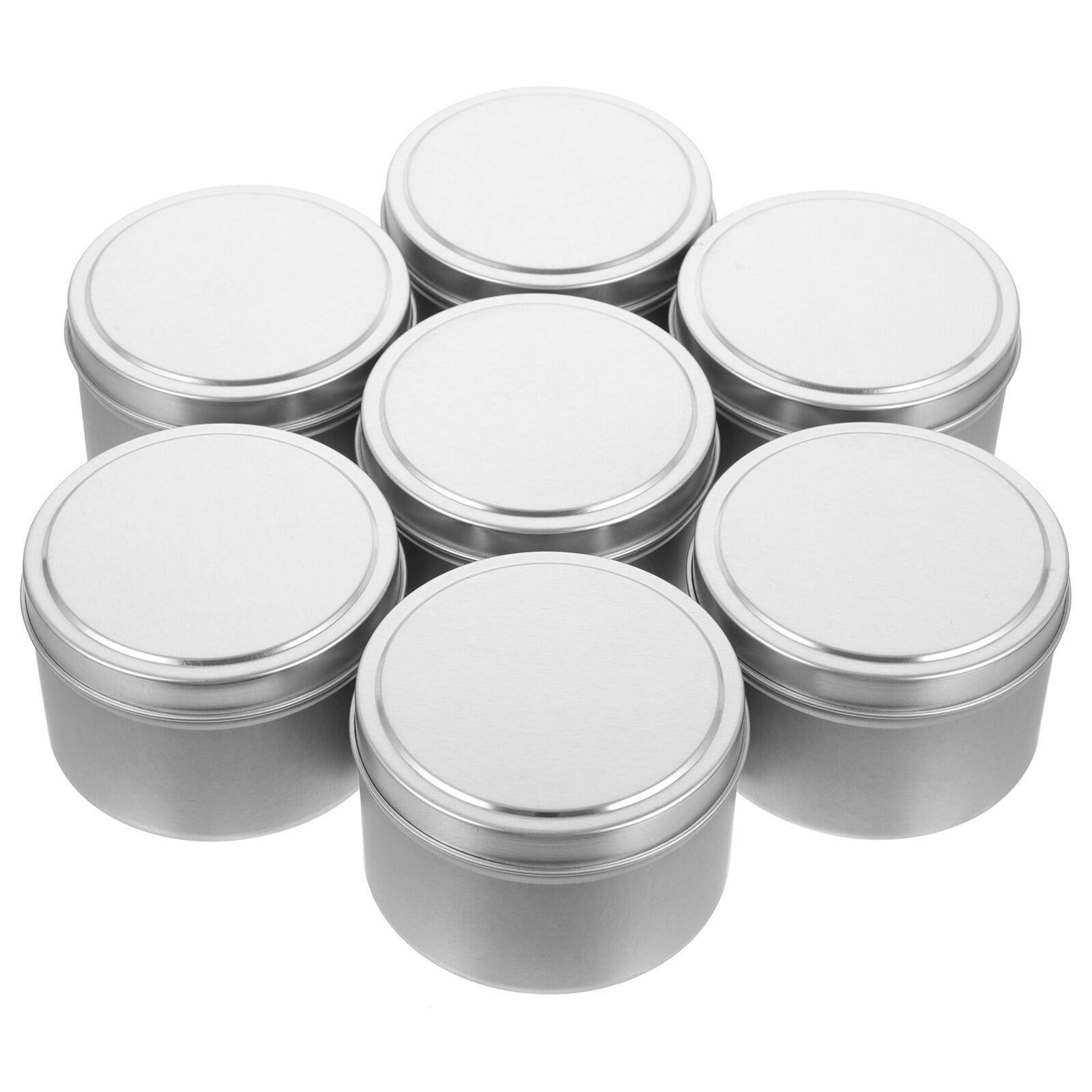 Onaparter 9pcs Metal Tins Jars Tinplate Empty Tins Round Reusable Candy ...