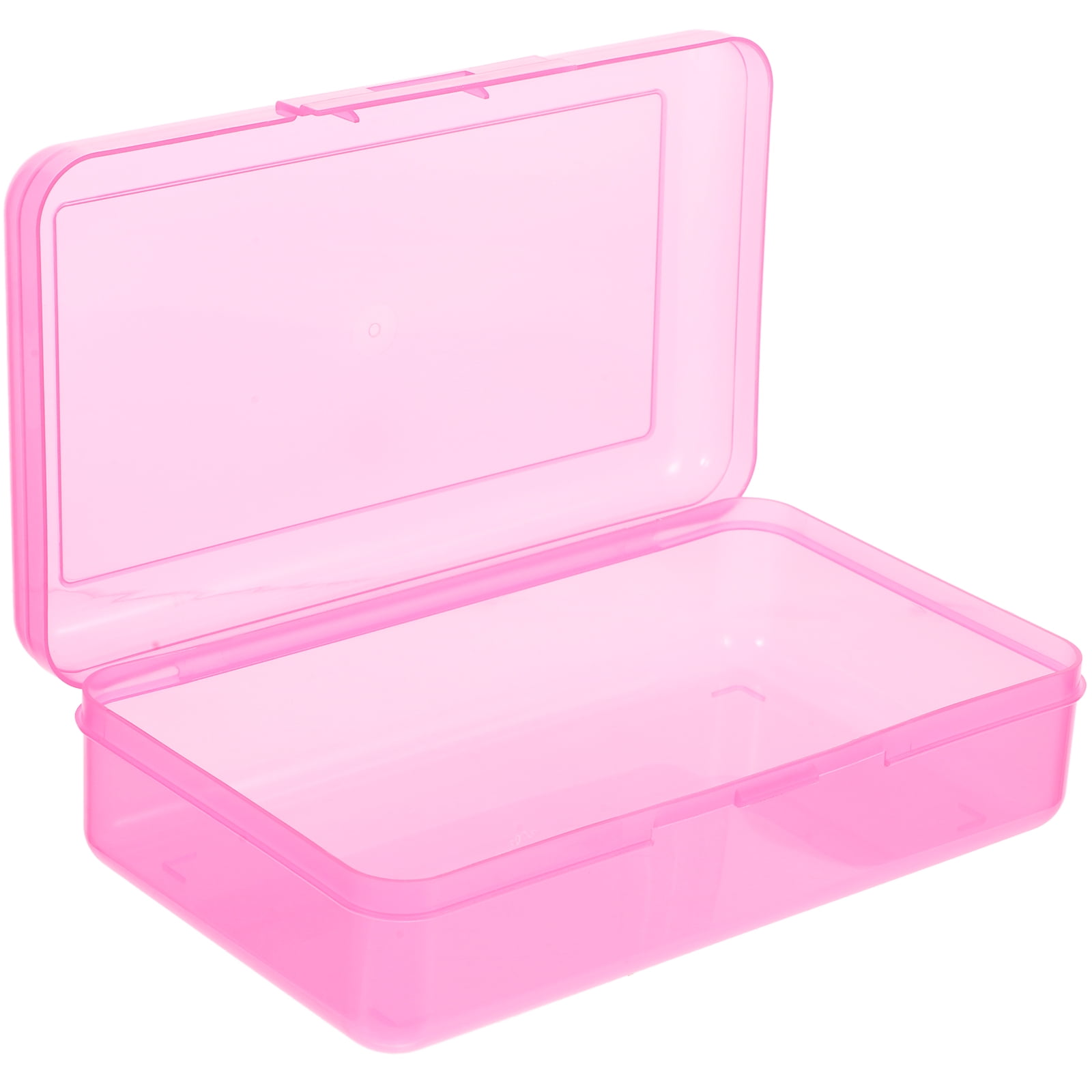 Onaparter Clear Pencil Box Large Capacity Pencil Organizer Multi-use Pencil Box Convenient Pen Organizer Pencil Holder Pink