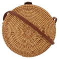 thumbnail image 1 of Onaparter Round Rattan Bag Wicker Basket Handbags Shoulder Woman Womens Crossbody Purse Straw Miss （As Shown）, 1 of 6