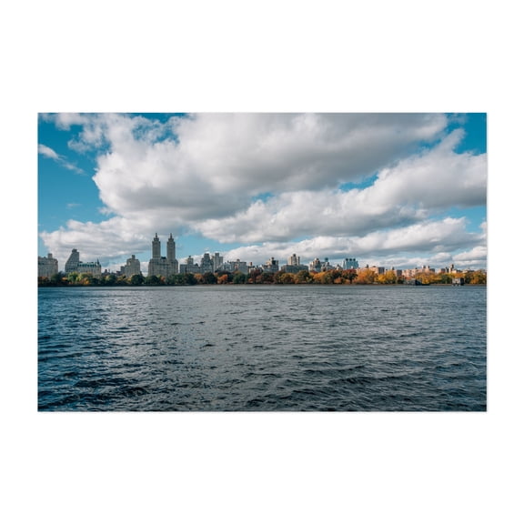 Onassis Reservoir 01 - Manhattan New York Photography Skyline City Autumn Architecture Water Landscape Scenic Unframed Wall Art Print 32 x 48 inches