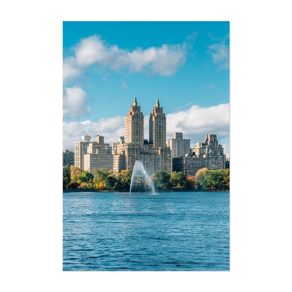 Onassis Reservoir 02 - Manhattan New York Photography City Skyline Architecture Art Deco Autumn Travel Poster Unframed Wall Art Print 4 x 6 inches