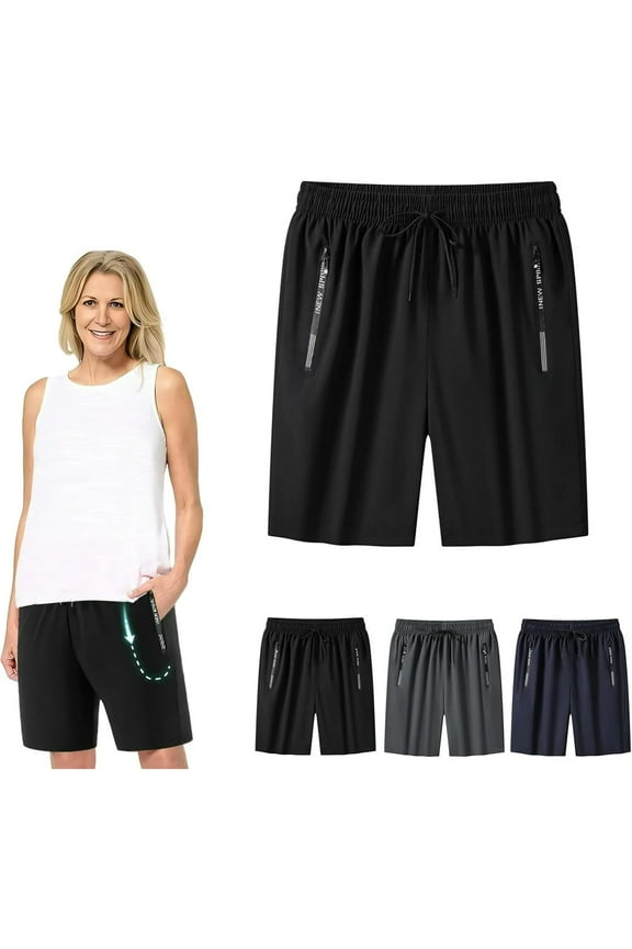 Onavee Iced Active Cooling Shorts, Ice Silk Quick Dry Stretch Women’s Shorts, Elastic Waist Yoga Wear Black 2XL