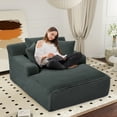 thumbnail image 1 of Onbeam 50" Chaise Lounge, Plush Sleeper Sofa Chair with 3 Pillows for Living Room, Corduroy, Black, 1 of 7