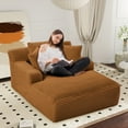 thumbnail image 1 of Onbeam 50" Chaise Lounge, Plush Sleeper Sofa Chair with 3 Pillows for Living Room, Corduroy, Orange, 1 of 7