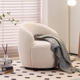 thumbnail image 1 of Onbeam Accent Chairs for Living Room and Bedroom - Swivel Barrel Chair and Reading Armchair with Teddy Fabric and Metal Base - Ivory, 1 of 10