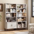 thumbnail image 1 of Onbrill 4 Tier Bookshelf Shelf Wooden Bookcase ,with Storage Cabinet & Adjustable Storage Shelf,Multipurpose Bookshelf for Home Office, Living Room, Natural White, 1 of 10