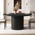 thumbnail image 1 of ROGALIS 47 inch Round Dining Table for 4-6, Circle Kitchen Table with Wood Strip Base, Modern Farmhouse Dinner Tables for Kitchen, Living Room, Black, 1 of 9