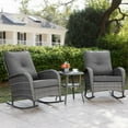 thumbnail image 1 of Onbrill Outdoor Rocking Chairs Set of 2 w/Side Table, Wicker Conversation Set for Patio, Backyard, Grey, 1 of 8