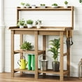 thumbnail image 1 of Onbrill Potting Bench, Outdoor Wooden Potting Bench Table w/Removable Sink, 4 Side Hooks for Garden, 1 of 8