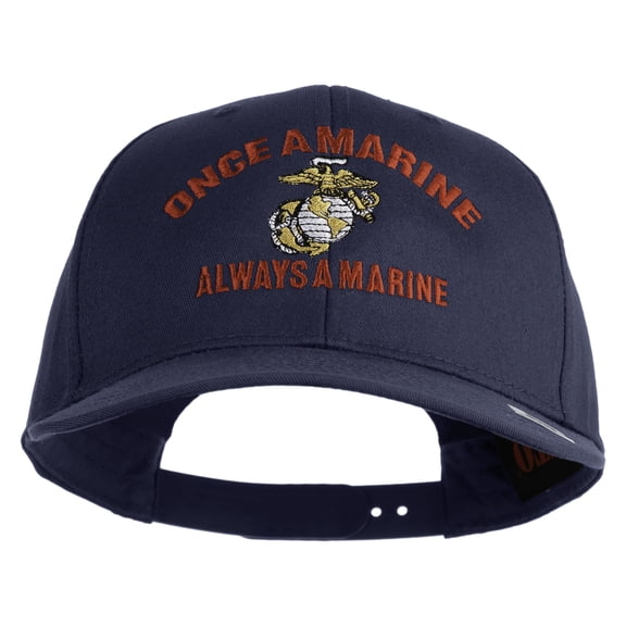 Once A Marine Always A Marine Embroidered Solid Cotton Twill Pro Style Cap - Navy OSFM