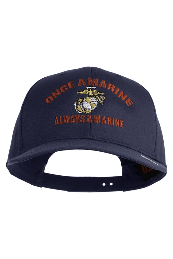 Once A Marine Always A Marine Embroidered Solid Cotton Twill Pro Style Cap - Navy OSFM