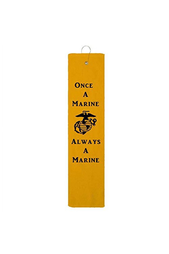 Once A Marine Always A Marine Devil Dog Marine Corps Tri-fold Golf Towel with Grommet & Hook Father's Day Club Ball Tee Golfing Gift Birthday Variety Colors Towels Vinyl