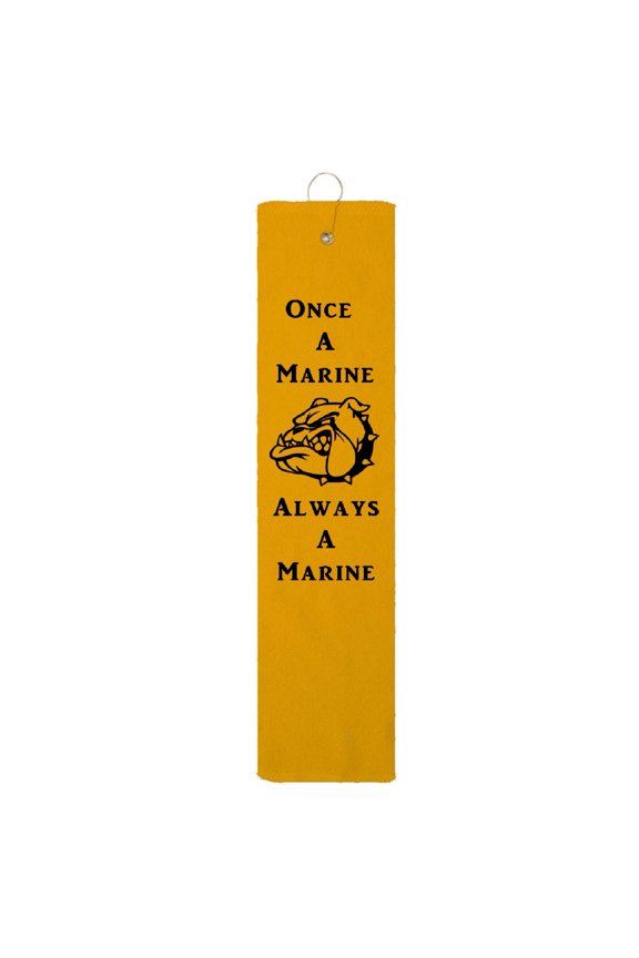 Once A Marine Always A Marine Devil Dog Marine Corps Tri-fold Golf Towel With Grommet & Hook Father's Day Club Ball Tee Golfing Gift Birthday 15" x 18"