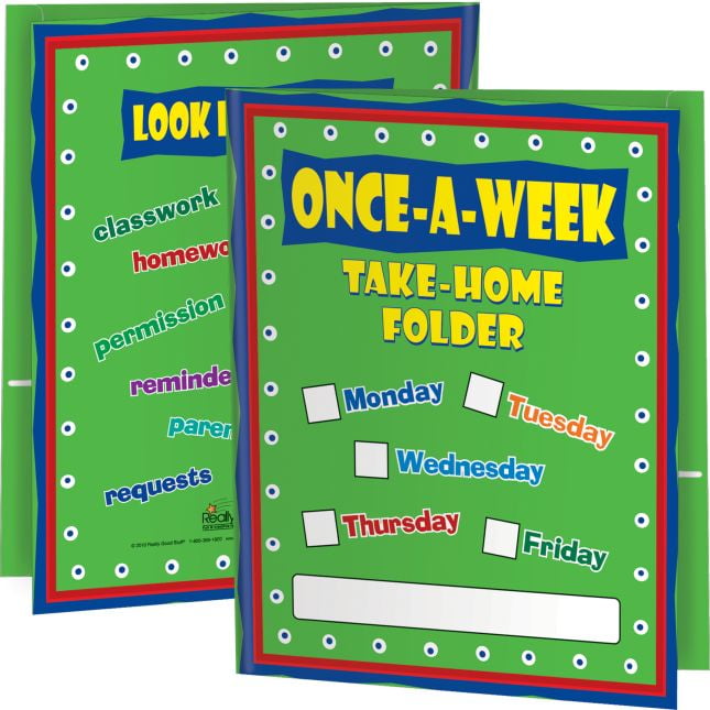 Teacher's Once-A-Week Take-Home Folders for Papers & Documents - Pack ...