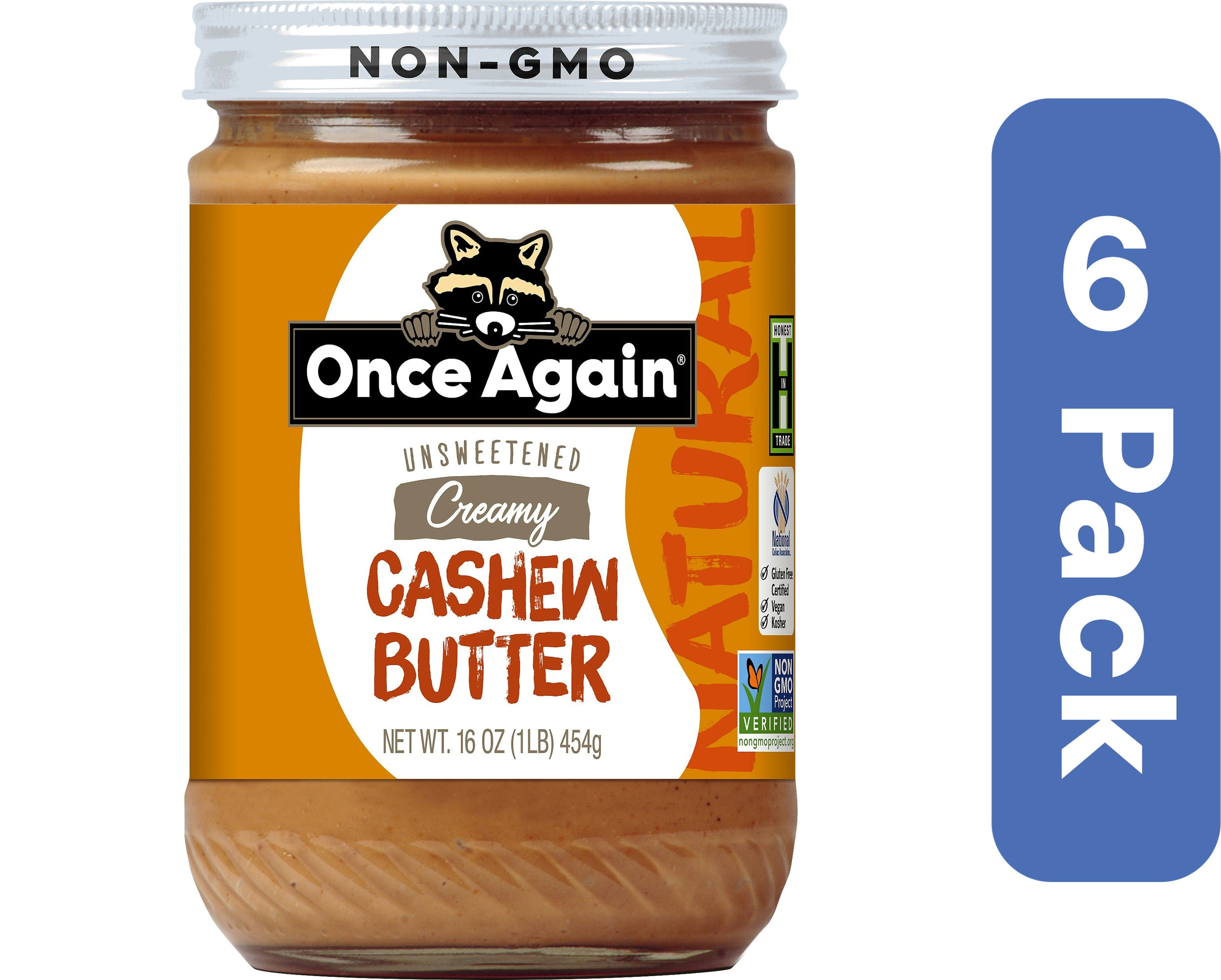Once Again Butter Cashew Unsalted 16 oz (Pack Of 6)