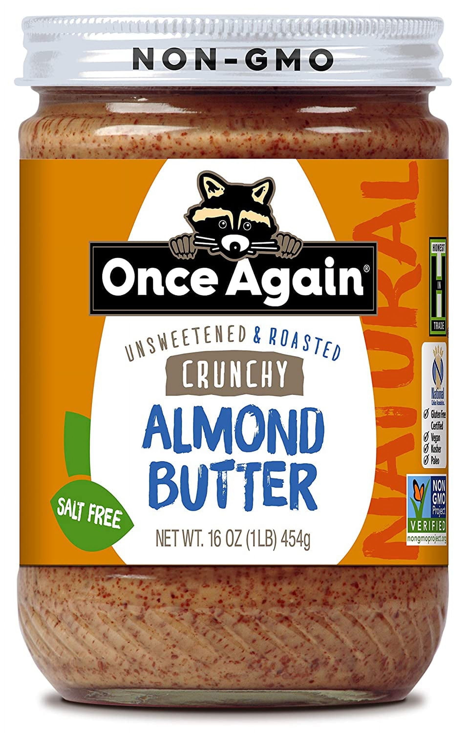 Once Again Natural Almond Butter Unsweetened \u0026 Salt Free Crunchy -- 16 oz Pack of 4