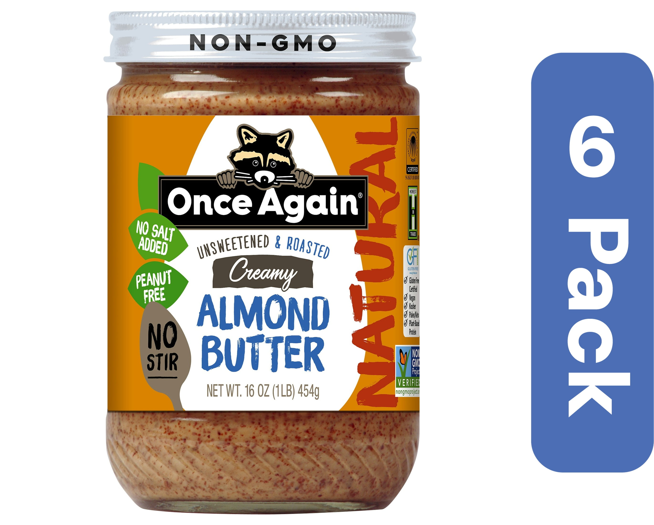 Once Again No Stir Almond Butter 16 oz (Pack Of 6)