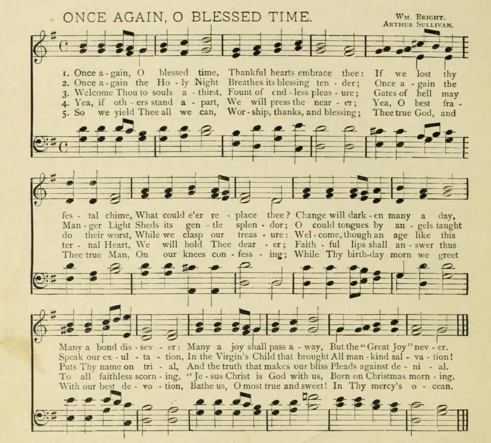 Once Again O Blessed Time Christmas in Song 1891 Canvas Art - (18 x 24)