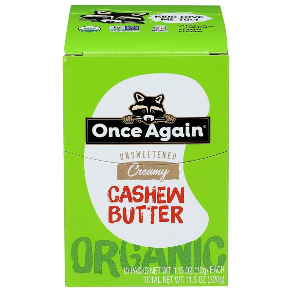 Once Again Organic 10 Pack Unsweetened Creamy Cashew Butter 10 ea