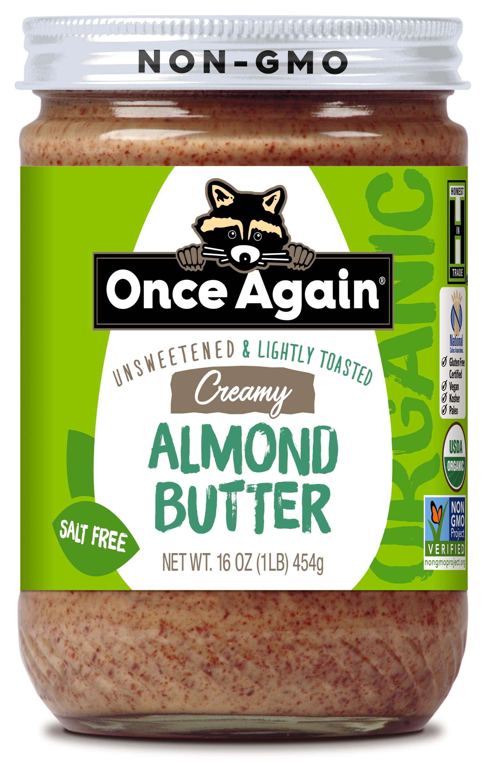 CREAMY UNSWEETENED & LIGHTLY TOASTED SALT FREE ALMOND BUTTER, CREAMY UNSWEETENED & LIGHTLY TOASTED