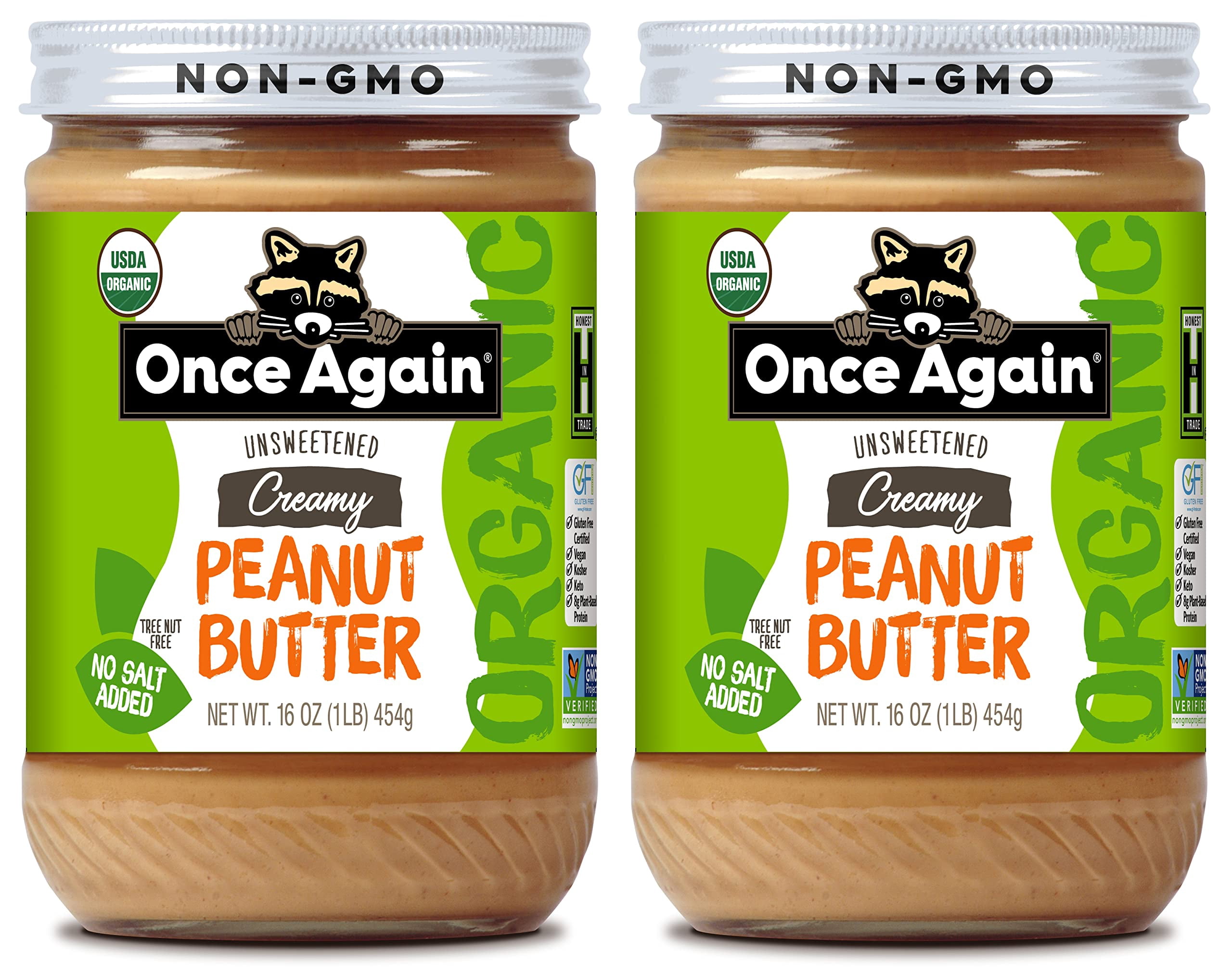 Once Again Organic Creamy Sunflower Butter - 16oz Jar, Salt Free, Unsweetened, Peanut Free, Case Of 12