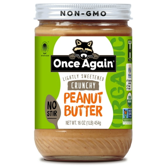 Once Again Organic Lightly Sweetened Crunchy Peanut Butter 16 oz