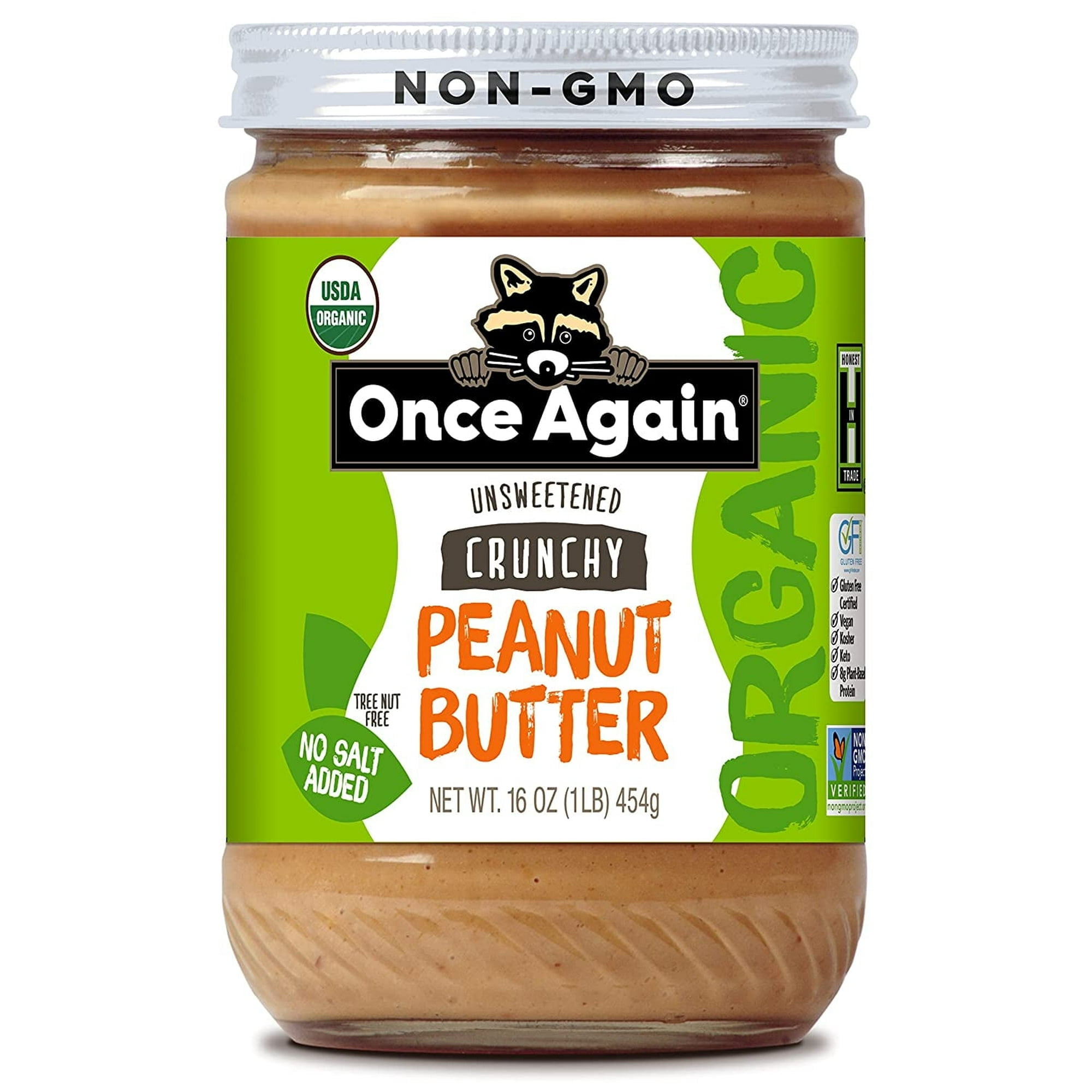 Once Again Organic Peanut Butter Salt Free Crunchy -- 16 oz Pack of 2