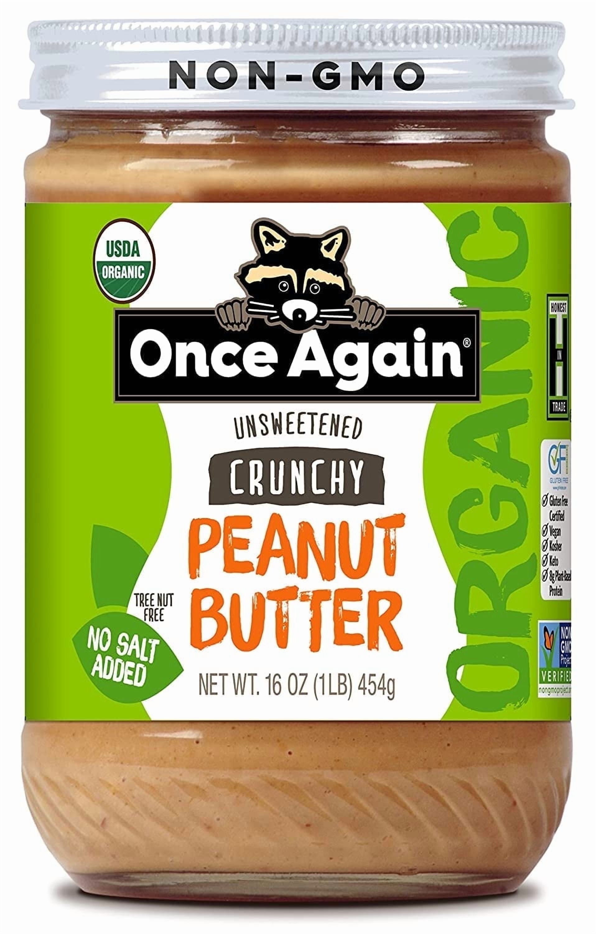 Once Again Organic Peanut Butter Salt Free Crunchy -- 16 oz Pack of 4