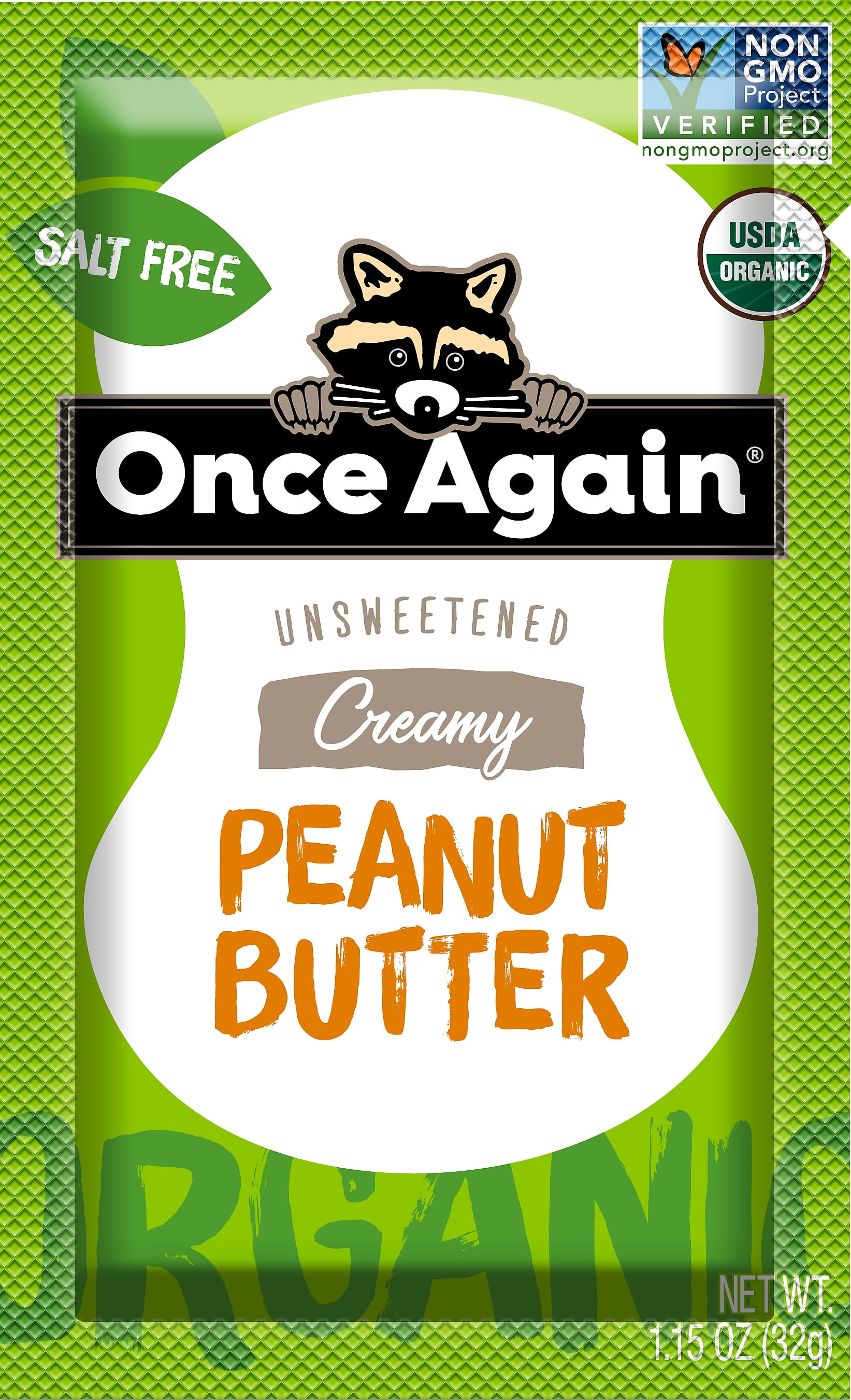 Once Again Organic Unsweetened Creamy Peanut Butter 1.15 oz