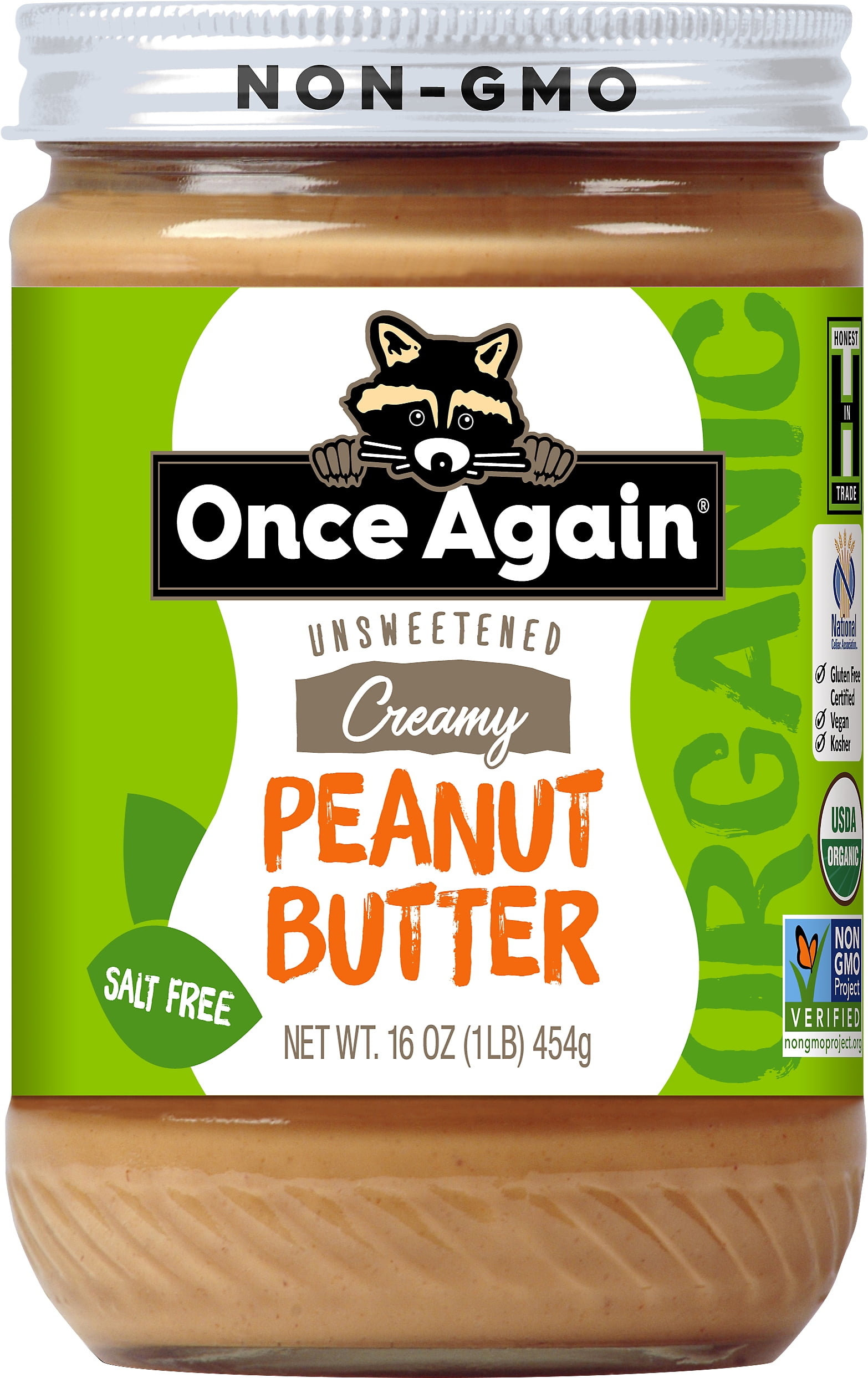 Once Again Organic Unsweetened Creamy Peanut Butter 16 oz
