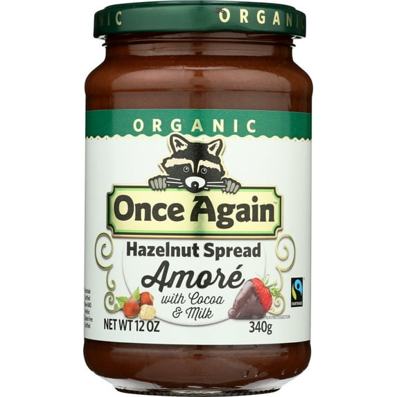 Once Again Organic with Cocoa & Milk Amore Hazelnut Spread 12.0 oz Pack Of 6