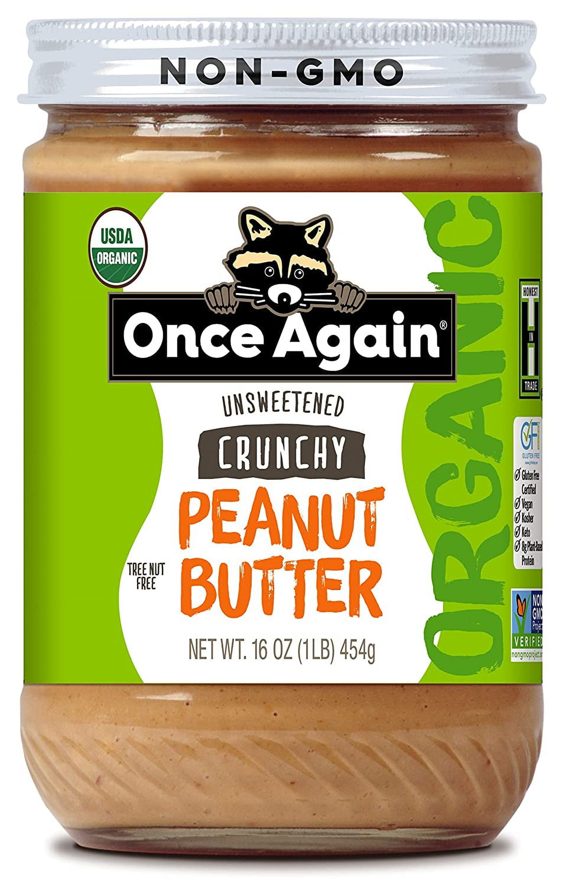 Once Again Unsweetened Peanut Butter Crunchy - 16 oz Pack of 4