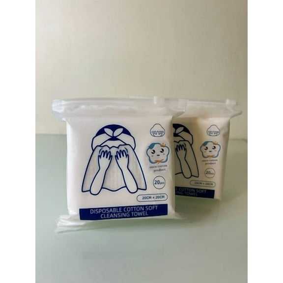 Once Disposable Face Towel, Cotton Tissue, Washcloth, Dry Wipes, 20 Pcs, 4 Packs