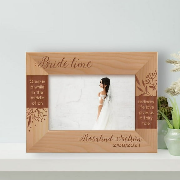 Once In A While In The Middle Of An Ordinary Life Love Gives Us A Fairy Tale Personalized Wooden Frame-6" x 4" Brown Horizontal