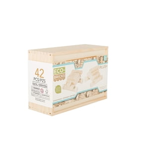 Once-Kids Eco-bricks Plus+ Natural 42pcs Wooden Building Blocks Set | Eco Toy for Kids