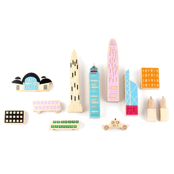 Once-Kids Wanderlust HONG KONG Wooden Building Blocks Set | Eco Toy for Kids & Creative Construction