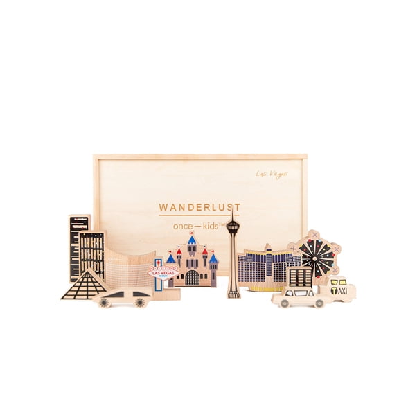 Once-Kids Wanderlust LAS VEGAS Wooden Building Blocks Set | Eco Toy for Kids & Creative Construction