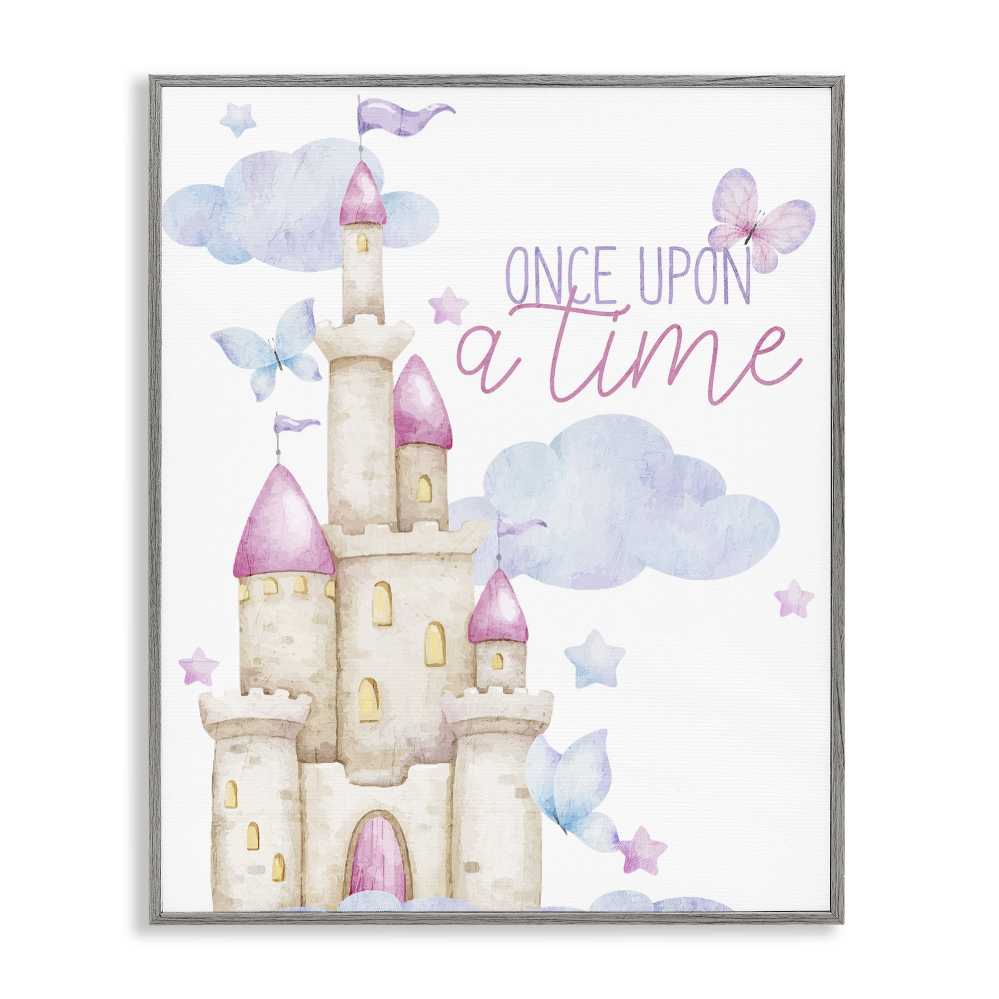 Once Upon A Time Castle Gray Framed Giclee Art, design by Kim Allen