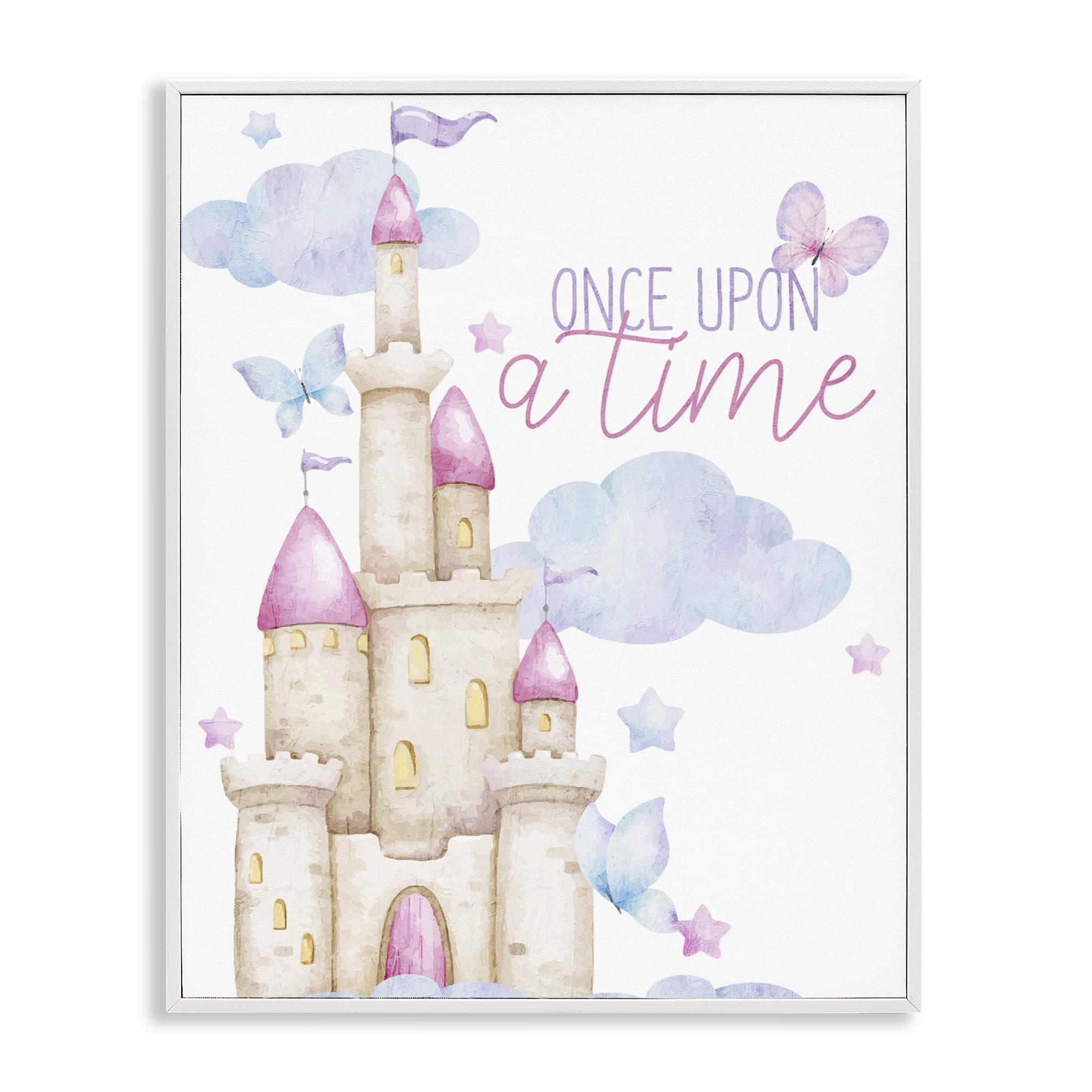 Once Upon A Time Castle White Framed Giclee Art, design by Kim Allen