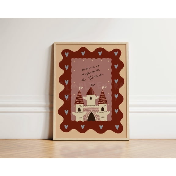 Once Upon A Time Nursery Print, Princess Castle Wall Art, Unframed Paper Poster 24x36in