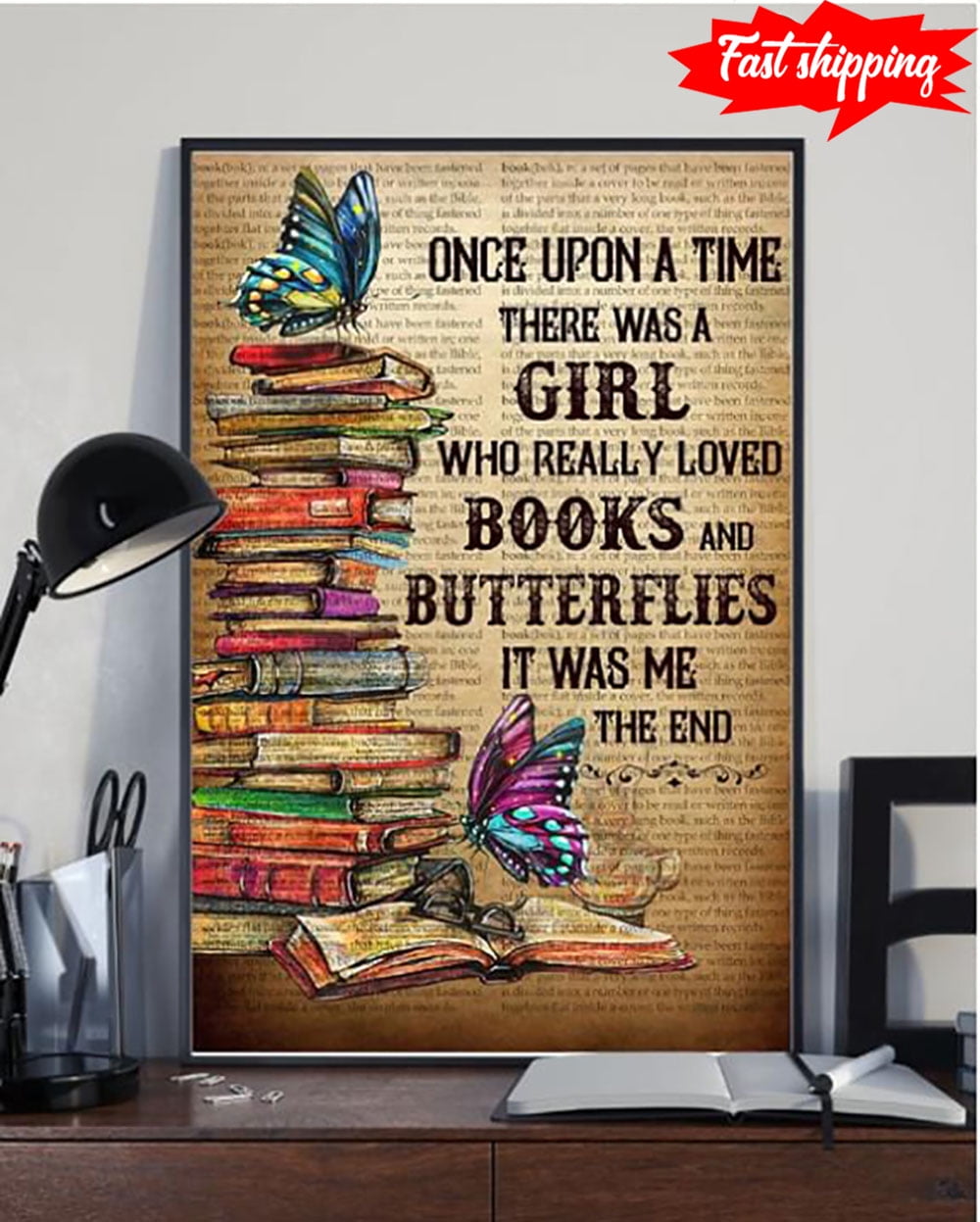 Ramirar Book Lover Throw Pillow Cover - Purple 'Once Upon A Time' Quote, 18x18 Inch Cotton Linen