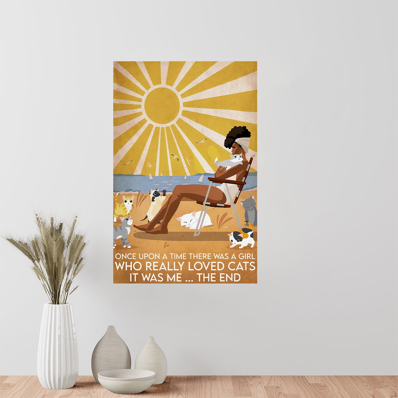 Fmcmly Targa decorativa in metallo con gatto nero Once Upon a Time There was a Girl Who Really Loved Cats Poster artistico in metallo personalizzato regalo per donne e ragazze casa cucina
