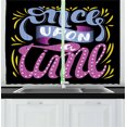 thumbnail image 1 of Once Upon a Time Curtains 2 Panels Set, Cute Nostalgic Hand Written Message with Polka Dots and Doodle Pattern, Window Drapes for Living Room Bedroom, 55W X 39L Inches, Multicolor, by Ambesonne, 1 of 2