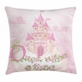 thumbnail image 1 of Once Upon a Time Throw Pillow Cushion Cover, Fairy Princess Castle on Sky Clouds Surreal Dream World Girls Story, Decorative Square Accent Pillow Case, 24 X 24 Inches, Rose Cream Green, by Ambesonne, 1 of 2