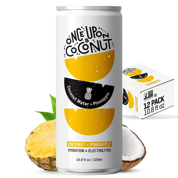 Once Upon a Coconut Premium Coconut Water + Pineapple - 10.8 Fl Oz (Pack of 12)